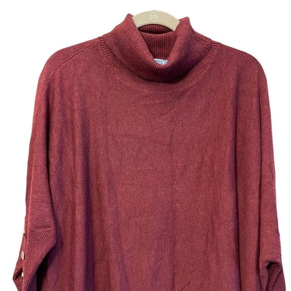 Survival Poncho Womens Medium Sweater 3/4 Sleeve Detail Turtleneck - Picture 3 of 5